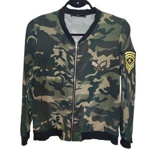 City of Angels Army Bomber Jacket Zip front Lightweight Green Size Small